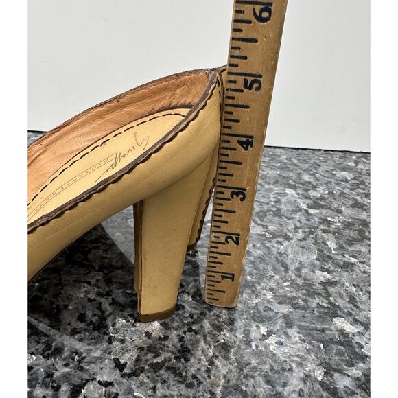 GIUSEPPE ZANOTTI Beige Patent Leather Open Toe Heel Pump Sz 39 - Picture 5 of 12